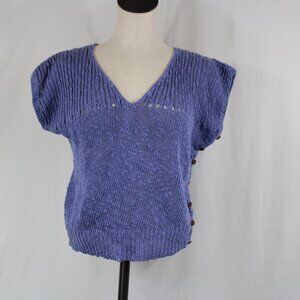Vintage Lindsay Blair Sweater vest Purple side buttons BOHO Size M Cropped